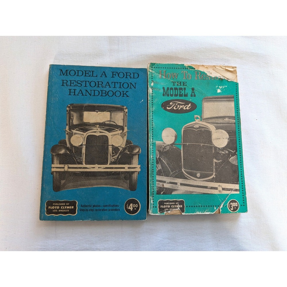 Floyd Clymer Ford Model A Restoration Books Set 2 Blue Green Fair Vintage